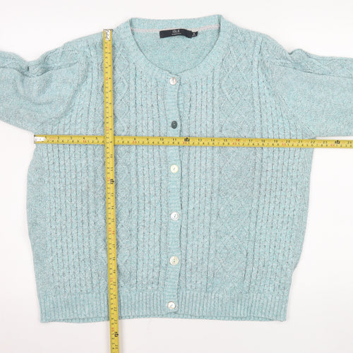 Isle Essentials Women's Green Cable Knit Button Cardigan Size 22