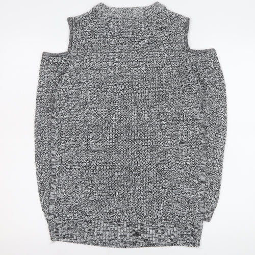 Studio Womens Grey Cable Knit Cold Shoulder Jumper Size 12