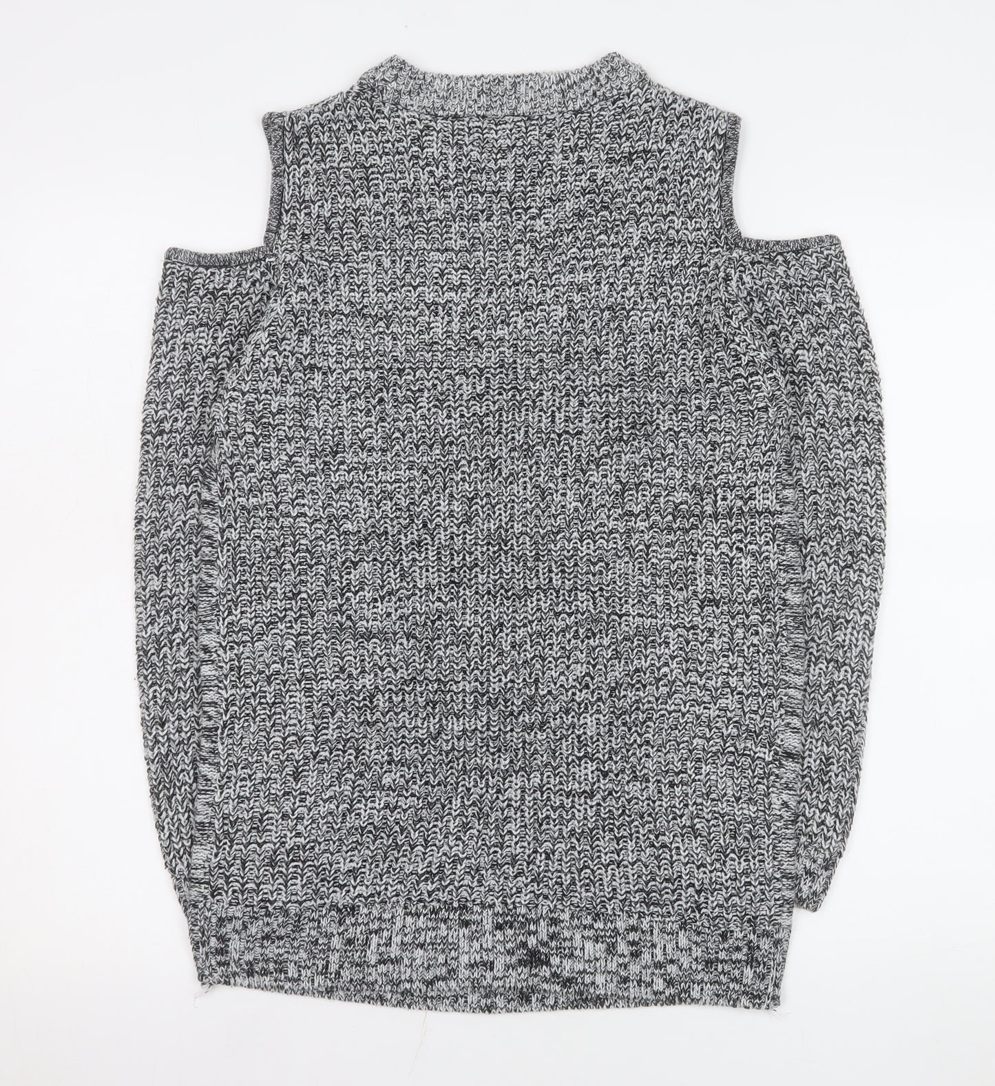 Studio Womens Grey Cable Knit Cold Shoulder Jumper Size 12