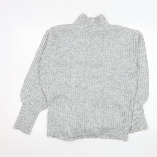 V By Very Women Grey Wrap Ribbed Knit Jumper Size 10