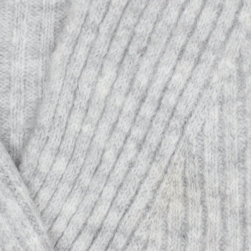 V By Very Women Grey Wrap Ribbed Knit Jumper Size 10