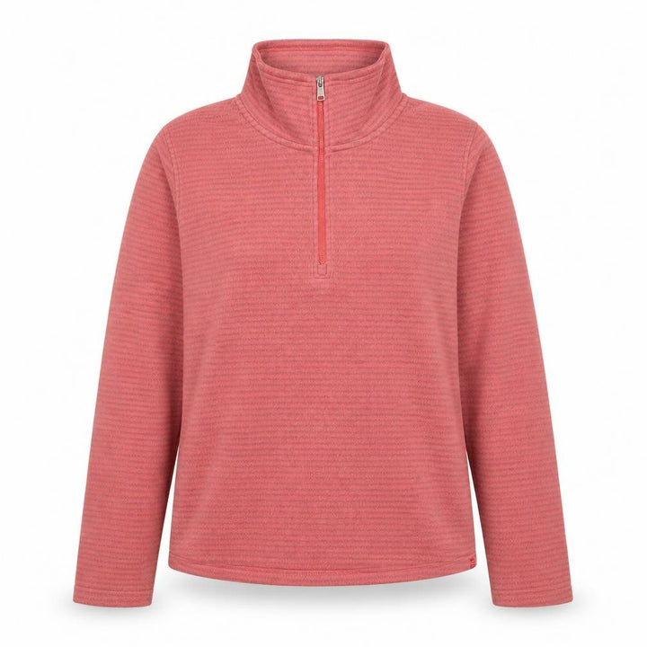 Front view of Regatta women’s pink 1/4 zip fleece pullover uk 14 outdoor sweatshirt