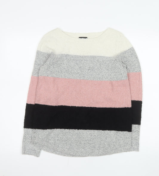 M&Co Women’s Multicoloured Striped Crew Neck Jumper Size 12