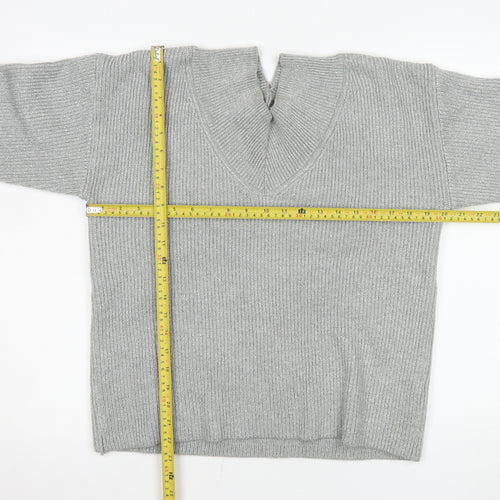 Next Womens Grey Viscose Blend Knit V-Neck Jumper Size M