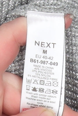 Next Womens Grey Viscose Blend Knit V-Neck Jumper Size M