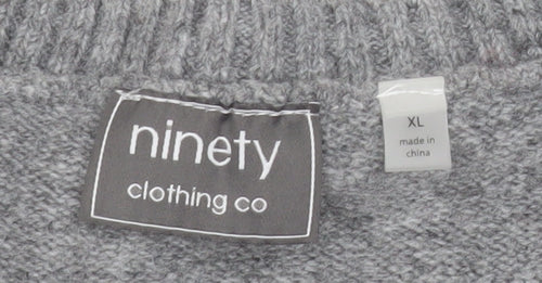 Ninety Clothing Co Women Grey Floral Knit Pullover Jumper XL