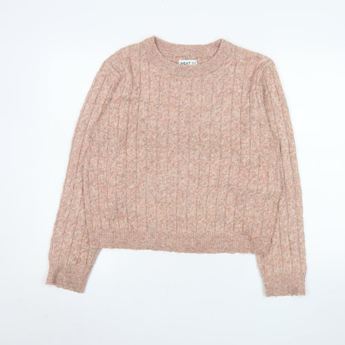 NEXT Womens Pink Cable-Knit Crew Neck Jumper Medium