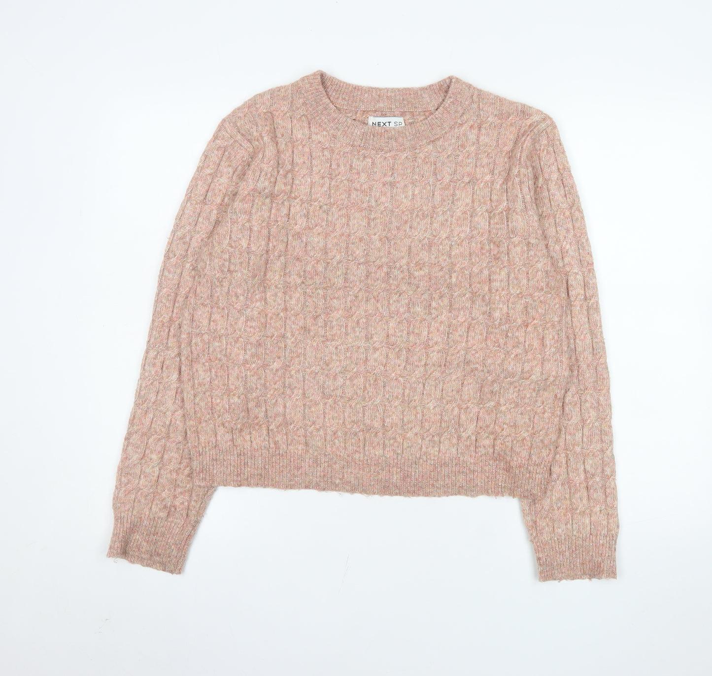 NEXT Womens Pink Cable-Knit Crew Neck Jumper Medium