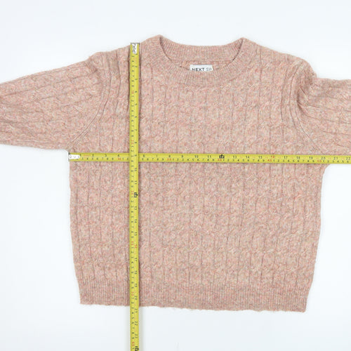 NEXT Womens Pink Cable-Knit Crew Neck Jumper Medium