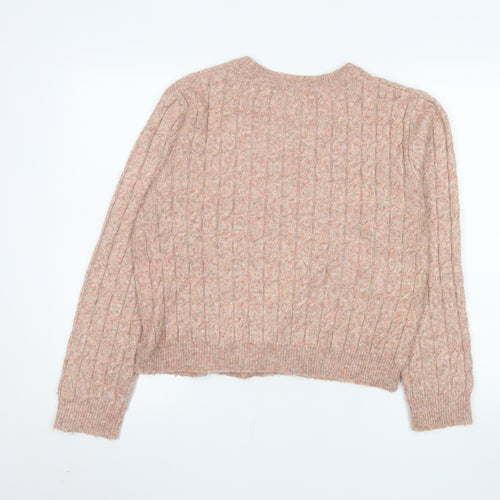 NEXT Womens Pink Cable-Knit Crew Neck Jumper Medium