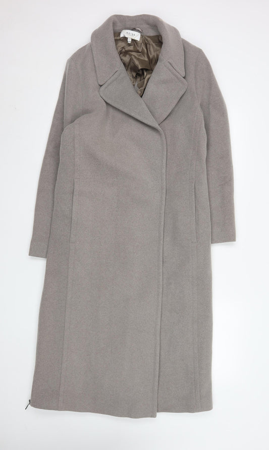 Reiss Women Grey Wool Cashmere Blend Long Overcoat Size 10