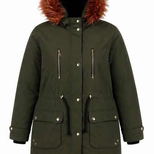 Falmer Heritage Women's Green Parka Coat Size 12 Faux Fur Hooded