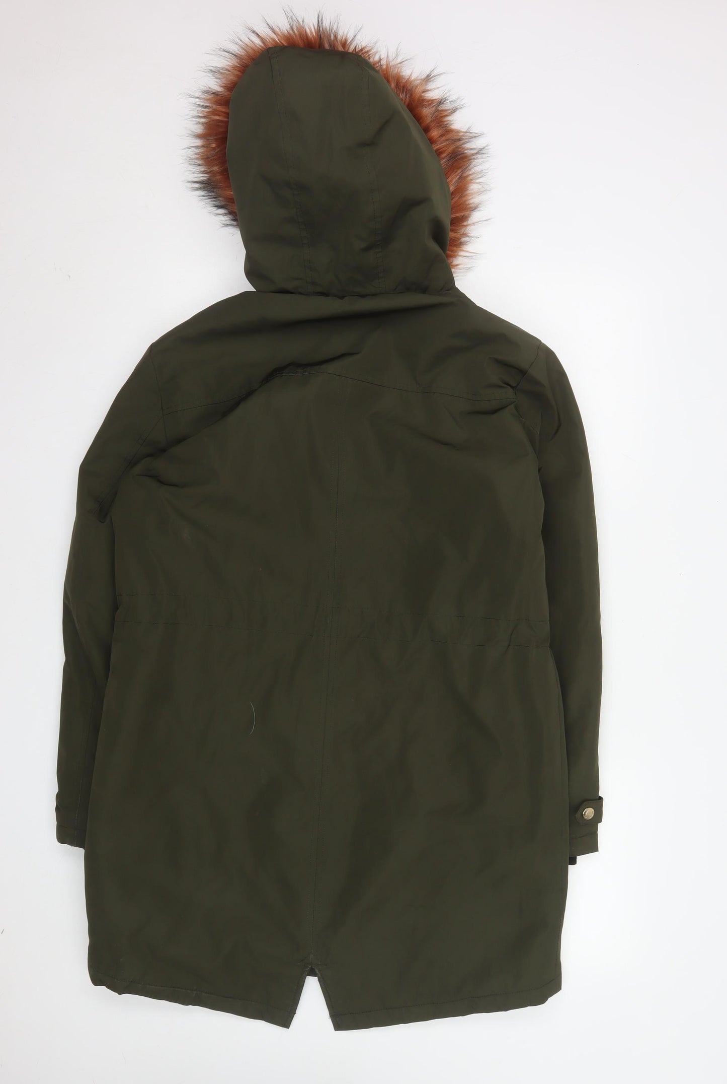 Falmer Heritage Women's Green Parka Coat Size 12 Faux Fur Hooded