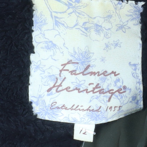 Falmer Heritage Women's Green Parka Coat Size 12 Faux Fur Hooded