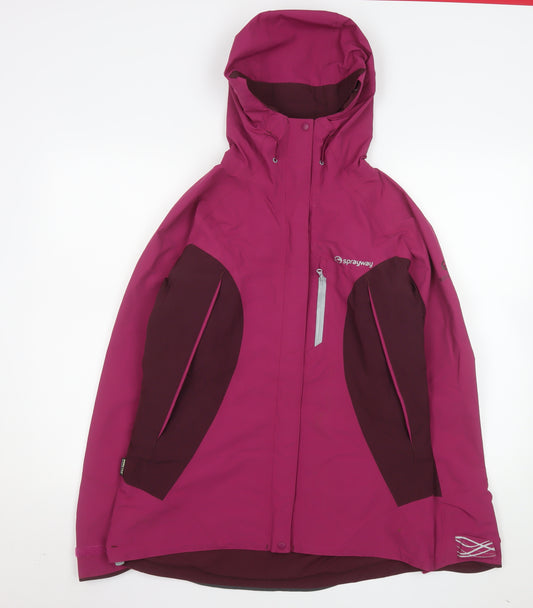 Sprayway Women's Pink Waterproof Hooded Rain Jacket UK 10
