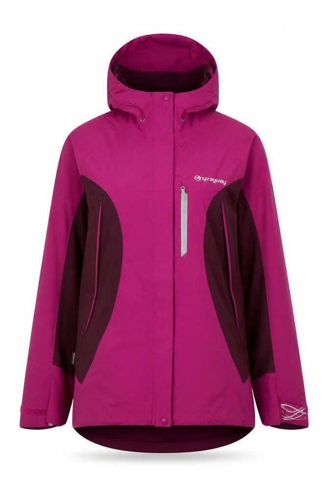 Front view of Sprayway Women's Pink Waterproof Hooded Rain Jacket UK 10