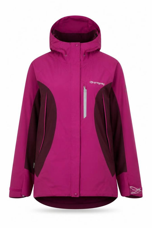 Front view of Sprayway Women's Pink Waterproof Hooded Rain Jacket UK 10