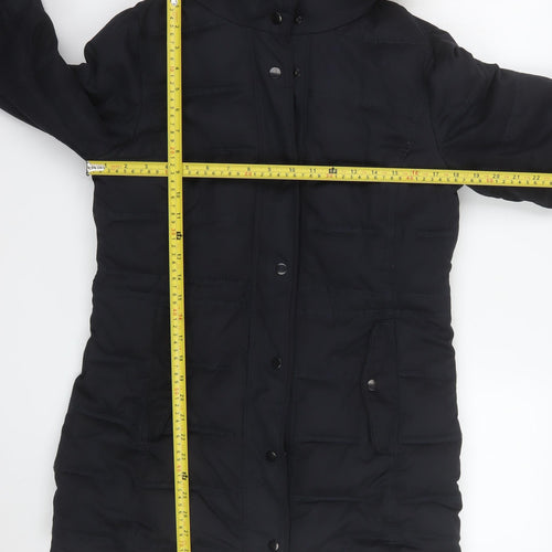 Weird Fish Women’s Black Fur Trim Hooded Parka Coat Size 8