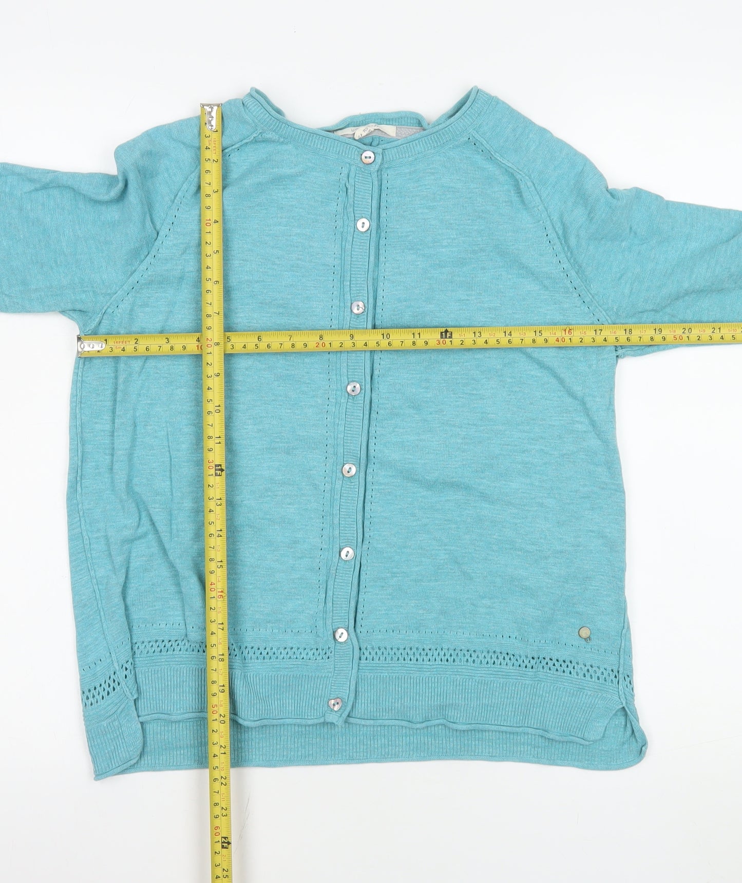 White Stuff Women's Blue Cotton Button Cardigan Size 12