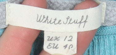 White Stuff Women's Blue Cotton Button Cardigan Size 12