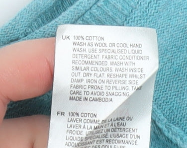 White Stuff Women's Blue Cotton Button Cardigan Size 12