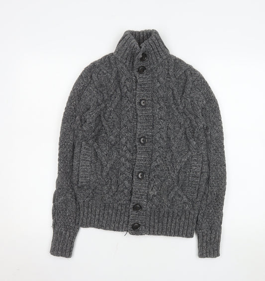 Gap Men's Grey Cable-Knit Button Cardigan XS