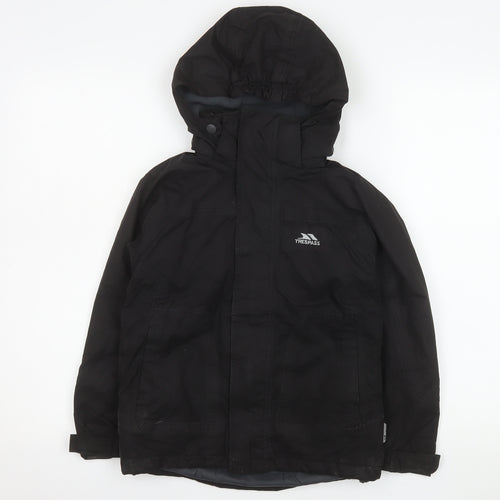 Trespass Boys Black 5-6 Years Hooded Waterproof Parka Jacket