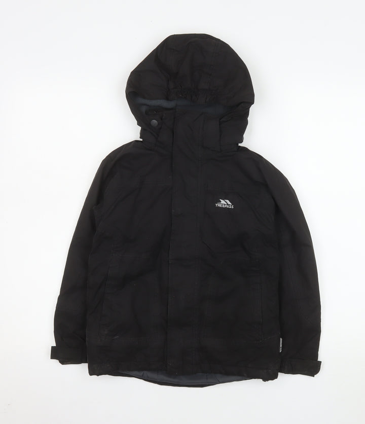 Trespass Boys Black 5-6 Years Hooded Waterproof Parka Jacket