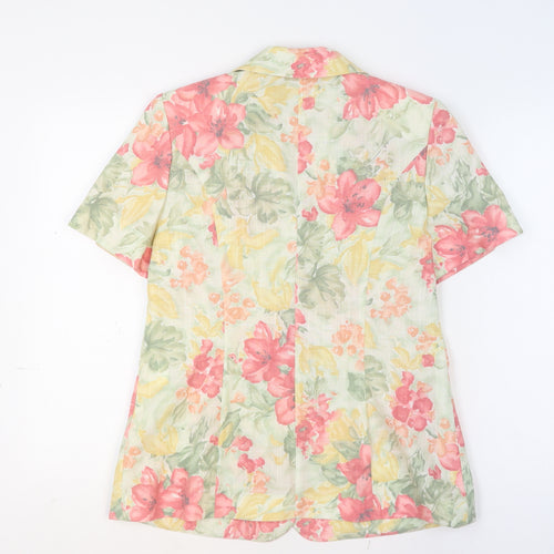 Marcelle Griffon Womens Multicoloured Floral Short Sleeve Blazer Size 16