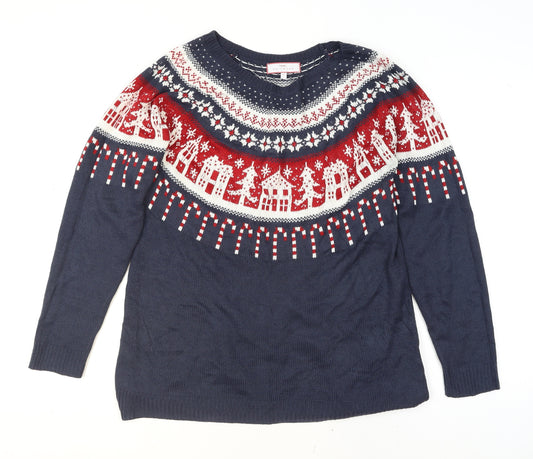 Next Men’s Blue Christmas Fair Isle Wool Blend Jumper Size L
