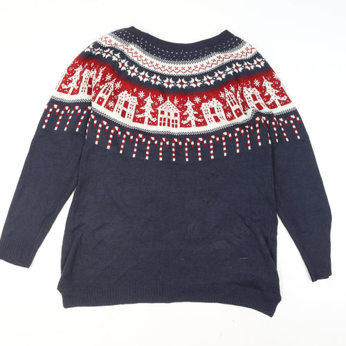 Next Men’s Blue Christmas Fair Isle Wool Blend Jumper Size L
