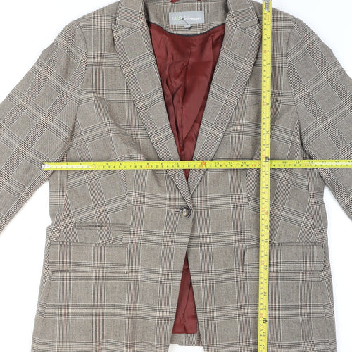 Marks and Spencer Womens Beige Check Single Breasted Blazer Size 20