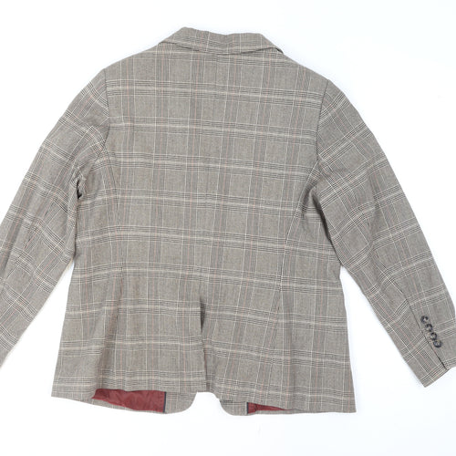 Marks and Spencer Womens Beige Check Single Breasted Blazer Size 20