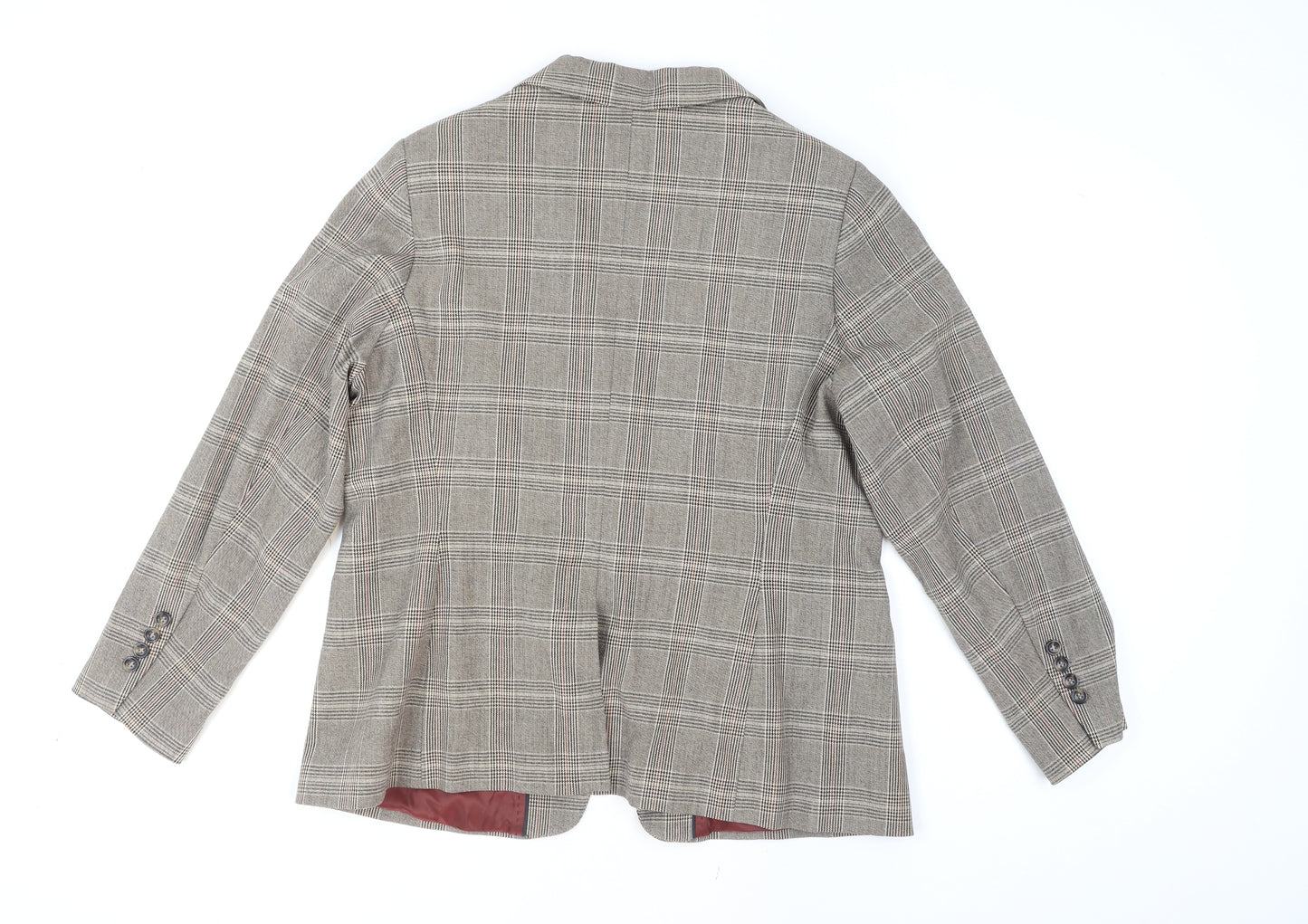 Marks and Spencer Womens Beige Check Single Breasted Blazer Size 20