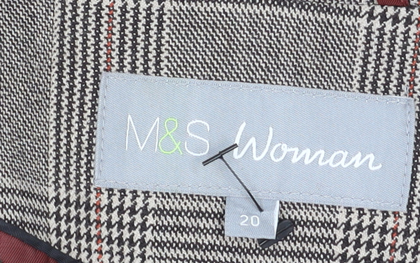 Marks and Spencer Womens Beige Check Single Breasted Blazer Size 20