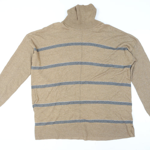 Next Women’s Beige Striped Roll Neck Long Sleeve Jumper Size 20