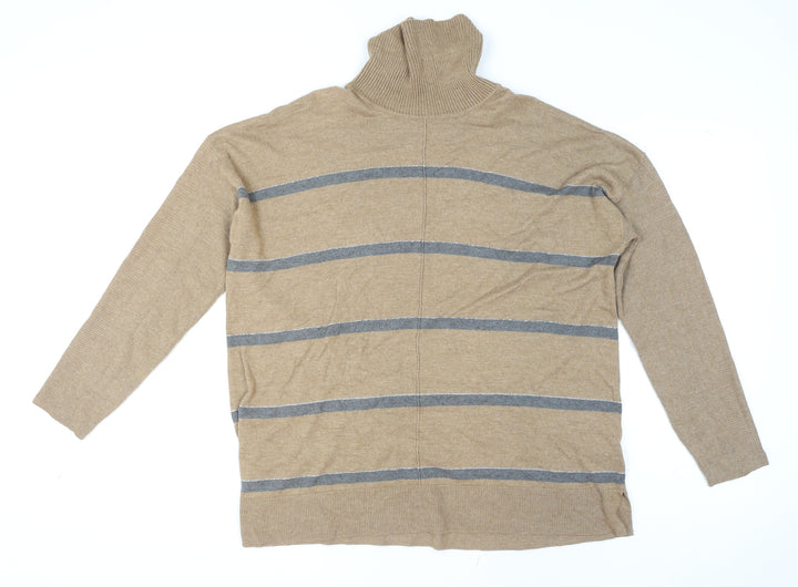 Next Women’s Beige Striped Roll Neck Long Sleeve Jumper Size 20