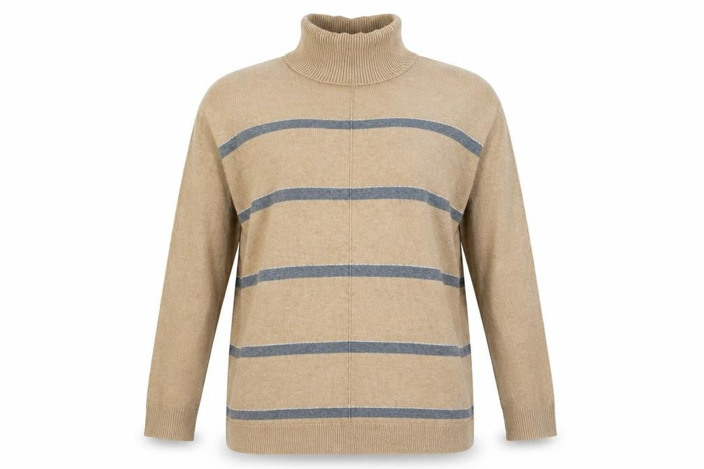 Next Women’s Beige Striped Roll Neck Long Sleeve Jumper Size 20
