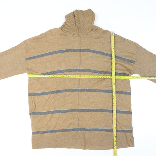 Next Women’s Beige Striped Roll Neck Long Sleeve Jumper Size 20