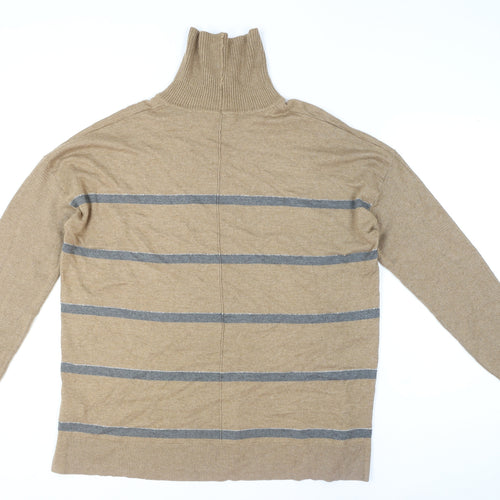 Next Women’s Beige Striped Roll Neck Long Sleeve Jumper Size 20