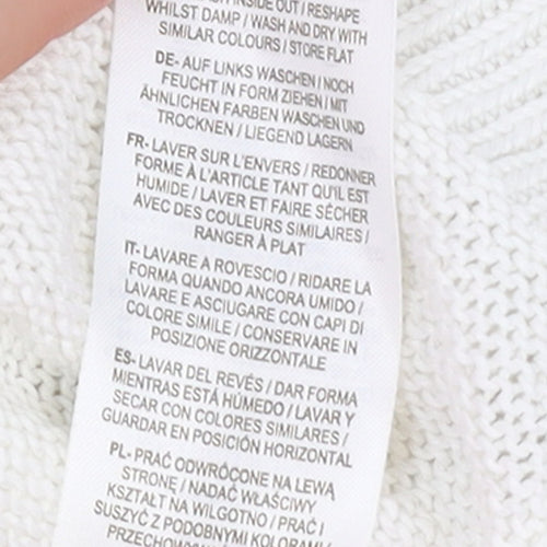 Boden Womens White Rainbow Cuff V-Neck Cotton Jumper UK 10