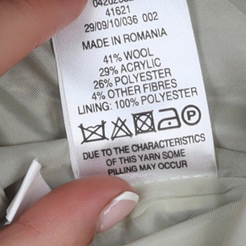 Jane Norman Women Beige Wool Blend Hooded Duffle Coat UK 12