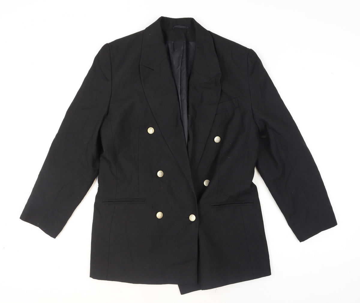 Back view of Classic Woman Black Double-Breasted Blazer Jacket UK 14