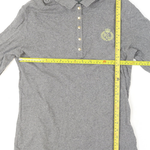 Ralph Lauren Grey 3/4 Sleeve Cotton Polo Shirt Men's L