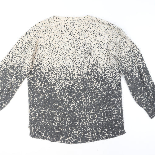 Monsoon Women Grey Animal Print V-Neck Pullover Jumper Size M