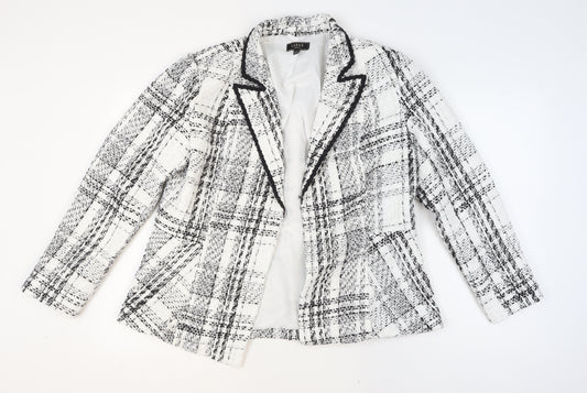 Lipsy Women’s White Bouclé Checked Blazer Jacket UK 18