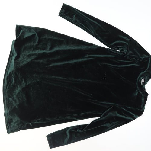ONLY Women's Green Velour Shift Dress Size S Long Sleeve Party