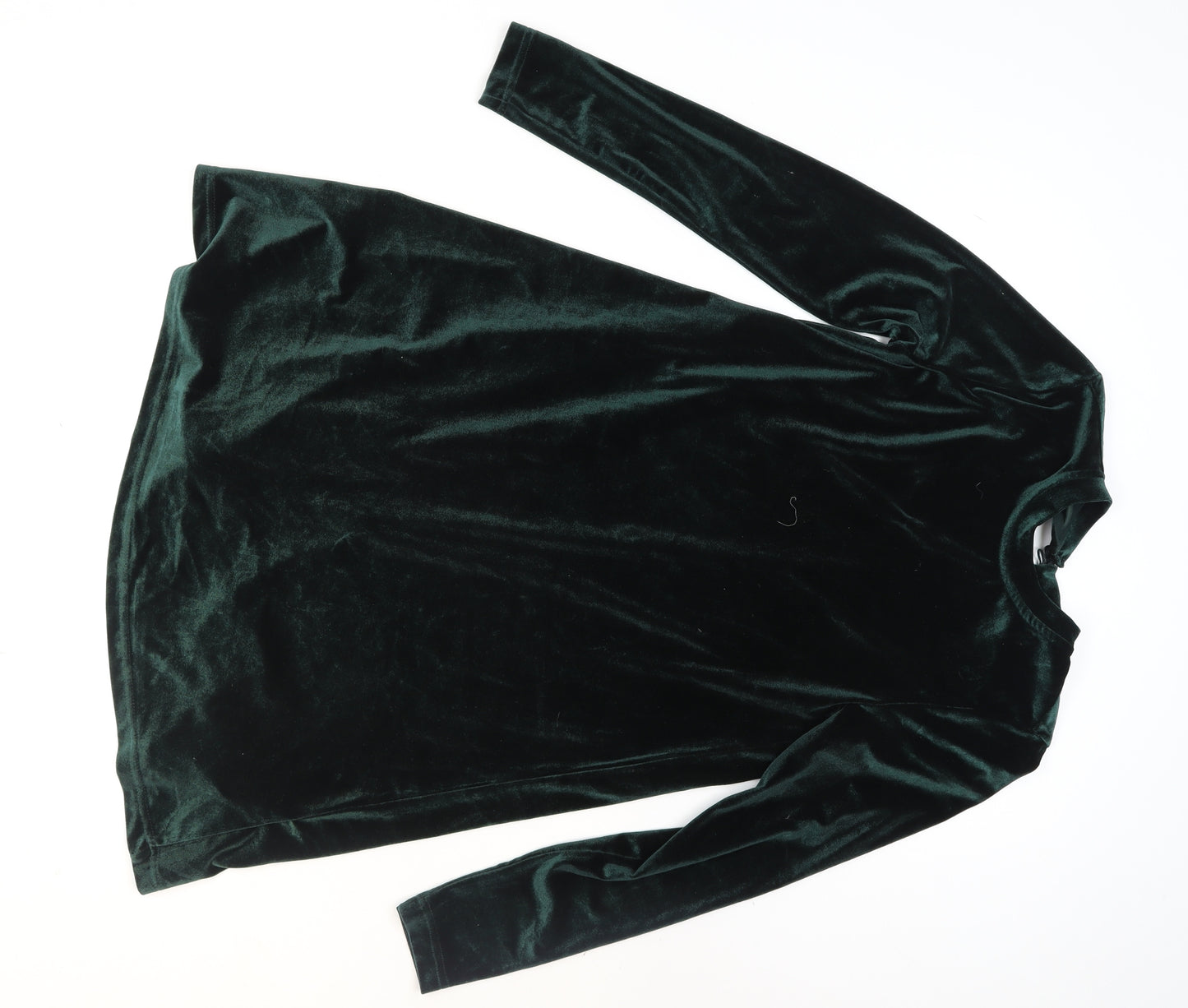 ONLY Women's Green Velour Shift Dress Size S Long Sleeve Party