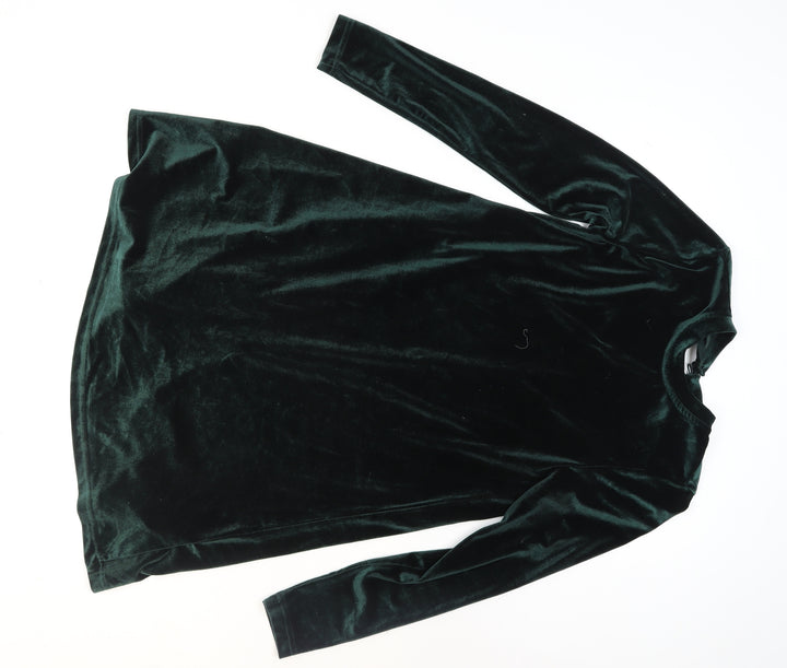 ONLY Women's Green Velour Shift Dress Size S Long Sleeve Party
