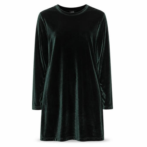 ONLY Women's Green Velour Shift Dress Size S Long Sleeve Party